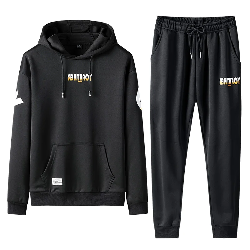 Tracksuit Men Set Hoodies Men Sweatshirt Men Sweat Brand Spring Autumn Fleece 2PCS Stand Collar Patchwork Fashion Sweatsuits New - Цвет: 0728-3