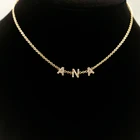 18K Циркон персонализированный именной ожерелье для женщин с украшением в виде кристаллов 3 письмо индивидуальный Кулон Шарм цепи воротник ювелирные изделия для подарка на день рождения 6 мм
