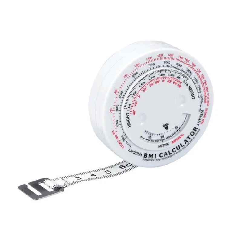 

1Pcs For Weight Loss Calculator Plastic Retractable Tapes Round Shape White for Household BMI Tape Measure Monitors