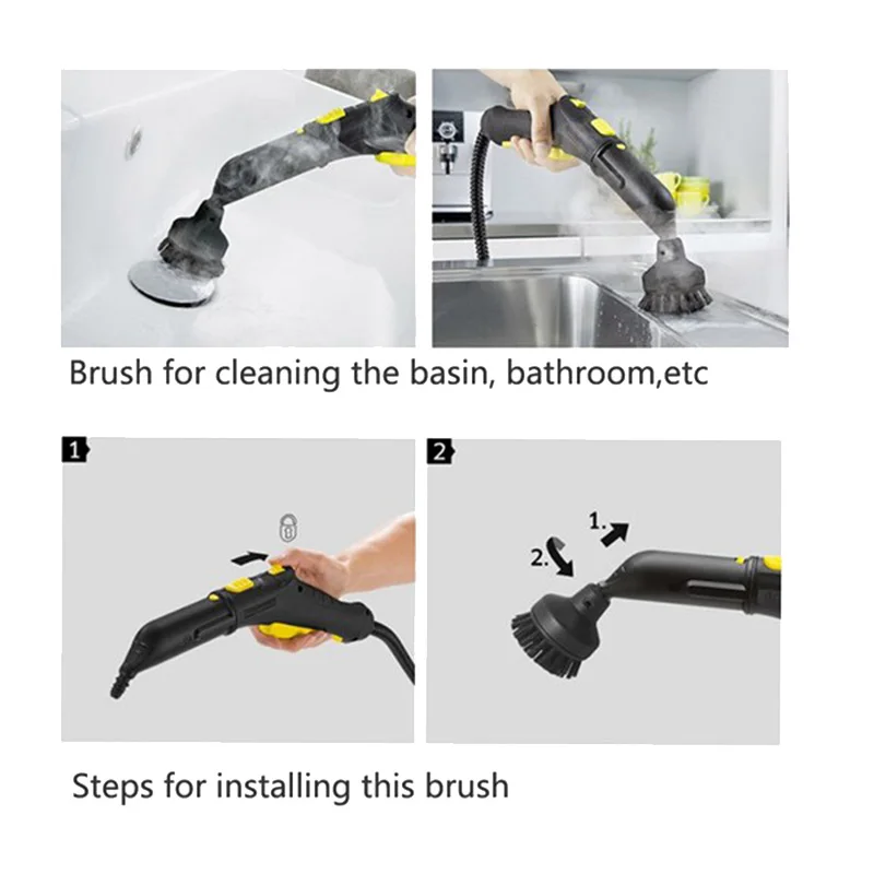 For Karcher SC1 SC2 SC3 SC4 (1 Large 8 Small) Round Brush Cleaning Household Steam Cleaner Nozzle |