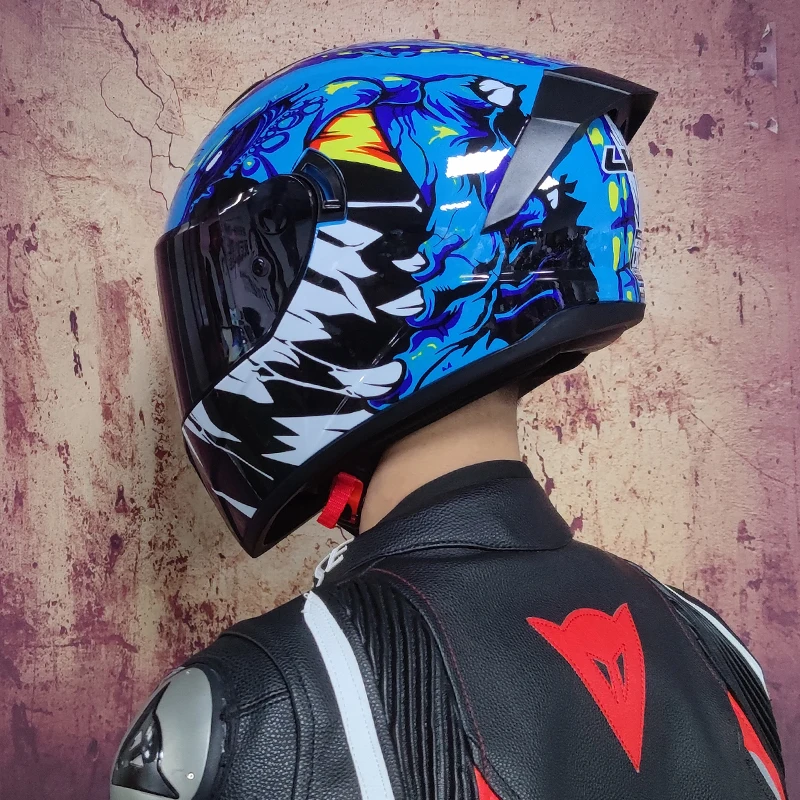 

Professional safety double lens racing motorcycle helmet cross country full face helmet approved