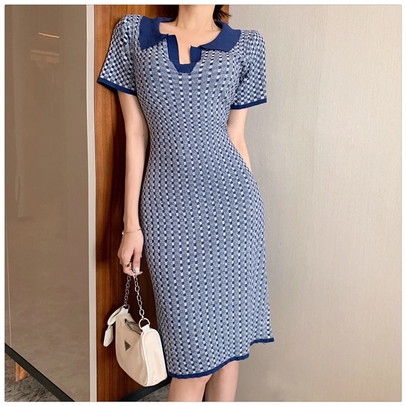 

Женское облегающее платье в клетку, элегантное облегающее платье в Корейском стиле, вечерние платья, лето 2021