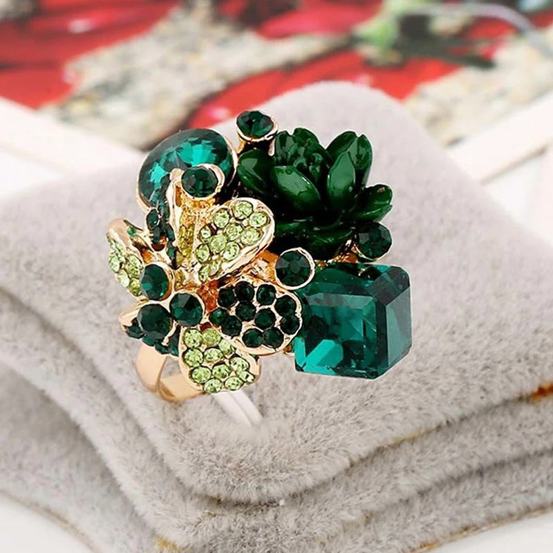 Модные циркониевые кольца в форме цветка с кристаллами для женщин женские