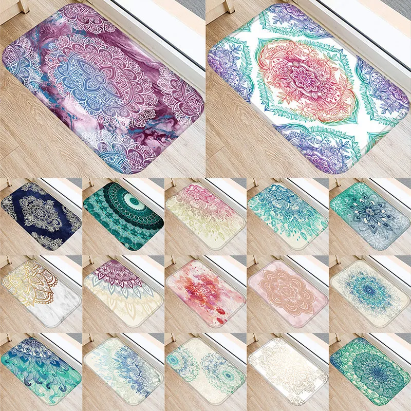 Гостиная коврики красочные Мрамор Мандала розовые домашние Нескользящие