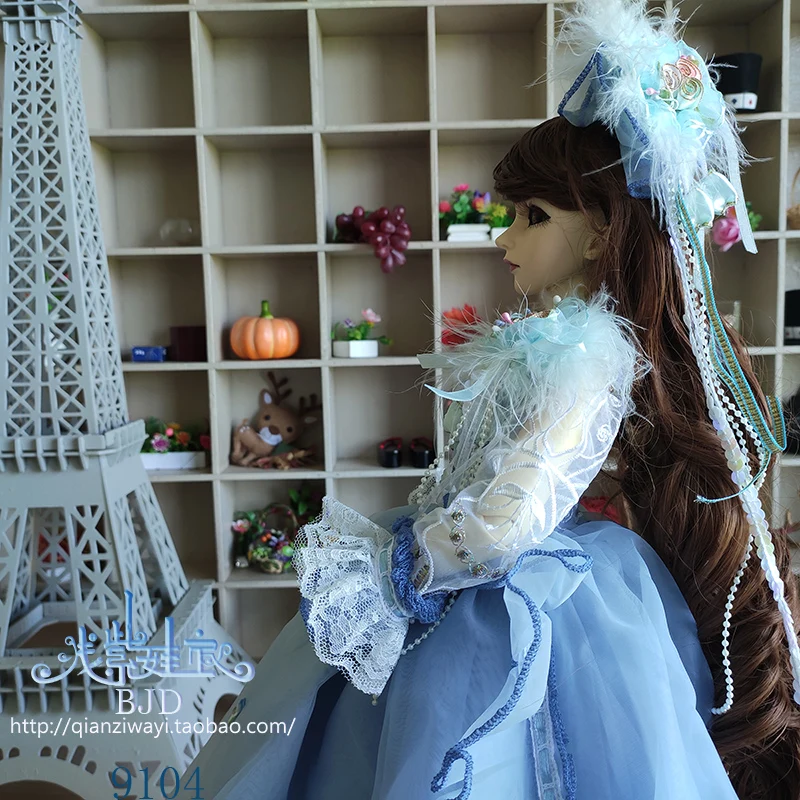 1/4 1/3 BJD платье со шлейфом+ головной убор комплект аксессуары для кукол для BJD/SD MSD SD13, не включает в себя куклы, обувь, парик и другие E2692