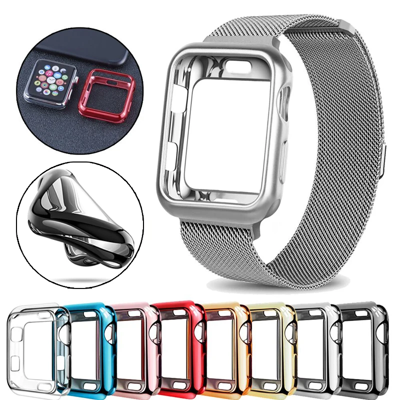 

Electroplating silicone cover bumper For Apple Watch 7 6 SE 5 4 3 2 1 Ultra-thin Case For iWatch 38mm 40mm 41mm 42mm 44mm 45mm
