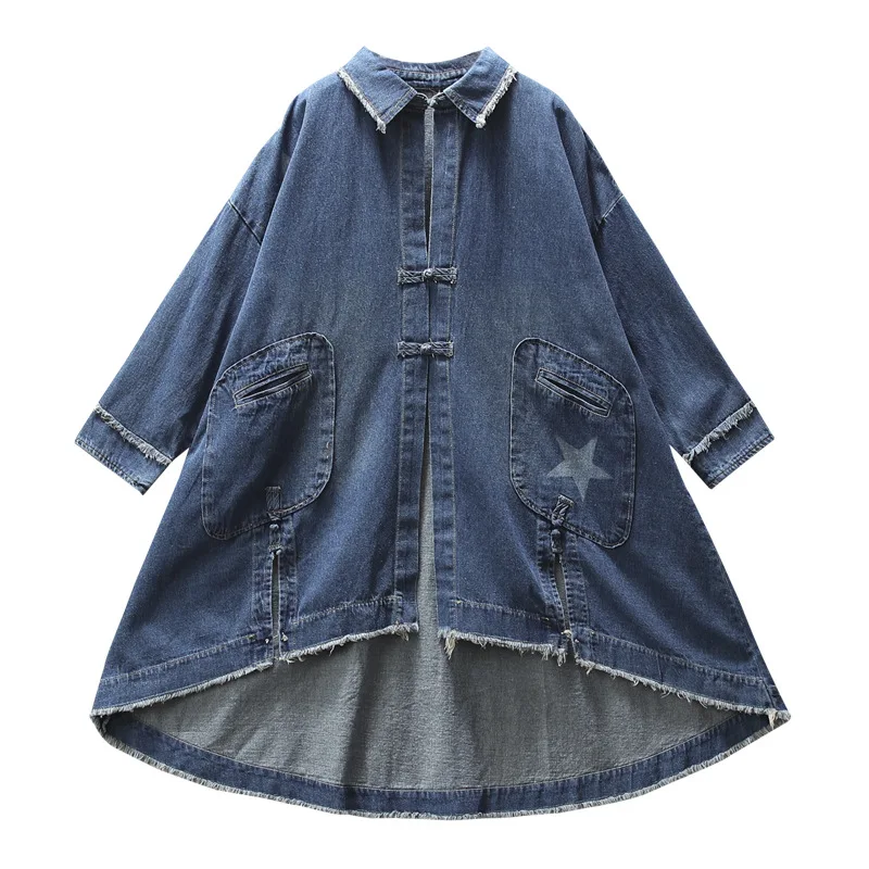 Новая осенне-зимняя джинсовая куртка в стиле ретро с круглым вырезом свободная