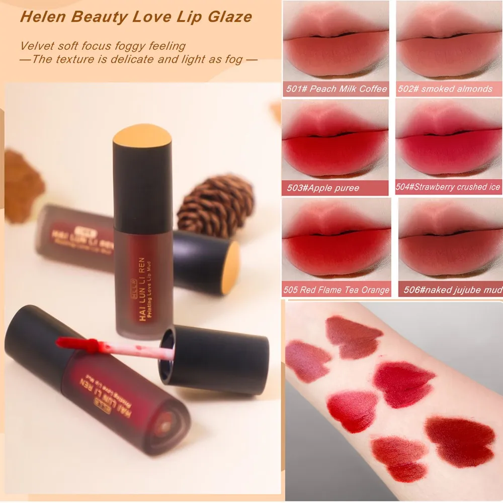 

HLLR Velvet Lipstick Lip Glaze Matte Lip Gloss Liquid Lip Tint Cream Pigment Long Lasting Silky Texture Lips Makeup Cosmetics