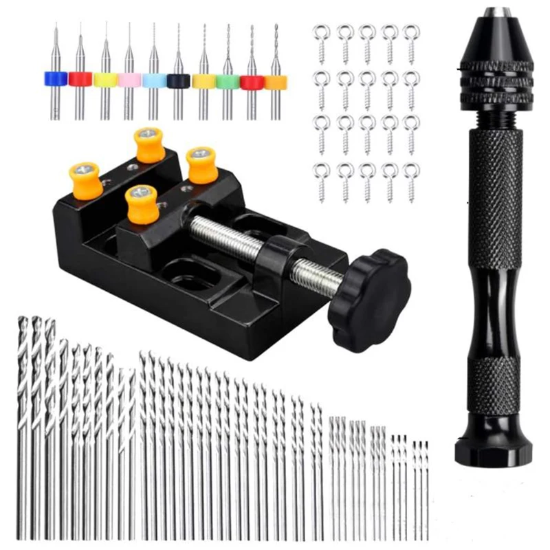 

Hand Drill Bits, 0.5-3.0mm Twist Drill Bits with Bench Vice Carving Clamp for DIY Jewelry Keychain Pendant Making Craft