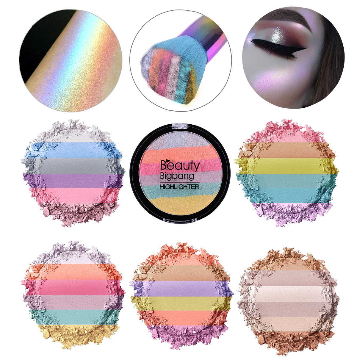 BeautyBigBang Радуга Iluminador хайлайтер пудра для лица макияж бронзант контур Мягкая