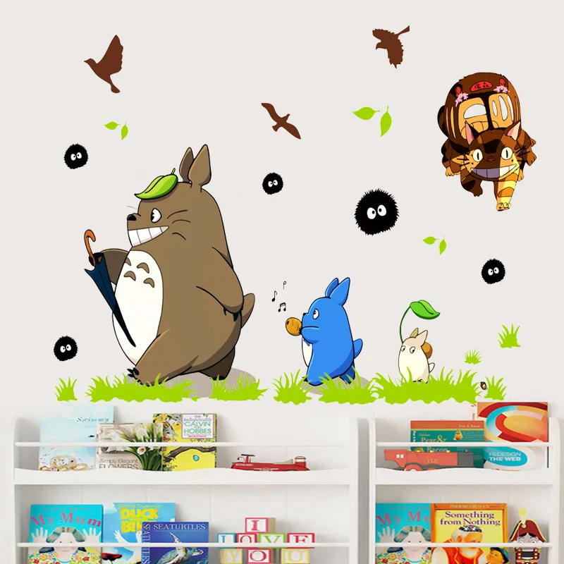

Наклейки Мультяшные для рыбалки Тоторо, настенные наклейки, обои для детской спальни, декор для детского сада, водостойкие настенные наклей...