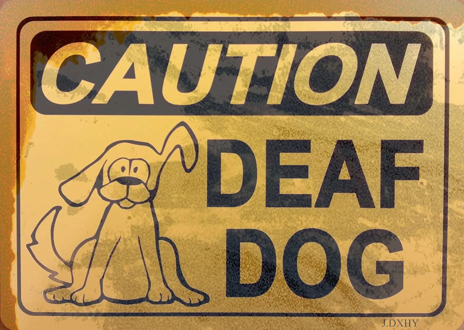 

Signs for Home Decor 2 Pack Tin Metal Caution Deaf Dog 12"x8" Sign Wall Plaque Retro Vintage Signs