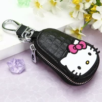 cute cat key bag car key case storage leather kt cat key storage bag keychain for women girls interior cartoon