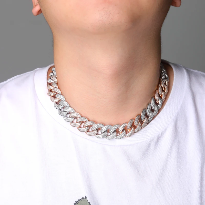 TOPGRILLZ 18 мм Maimi кубинское звено цепи ожерелье серебро и розовый цвет Iced Out кубический циркон хип хоп ювелирные изделия подарок