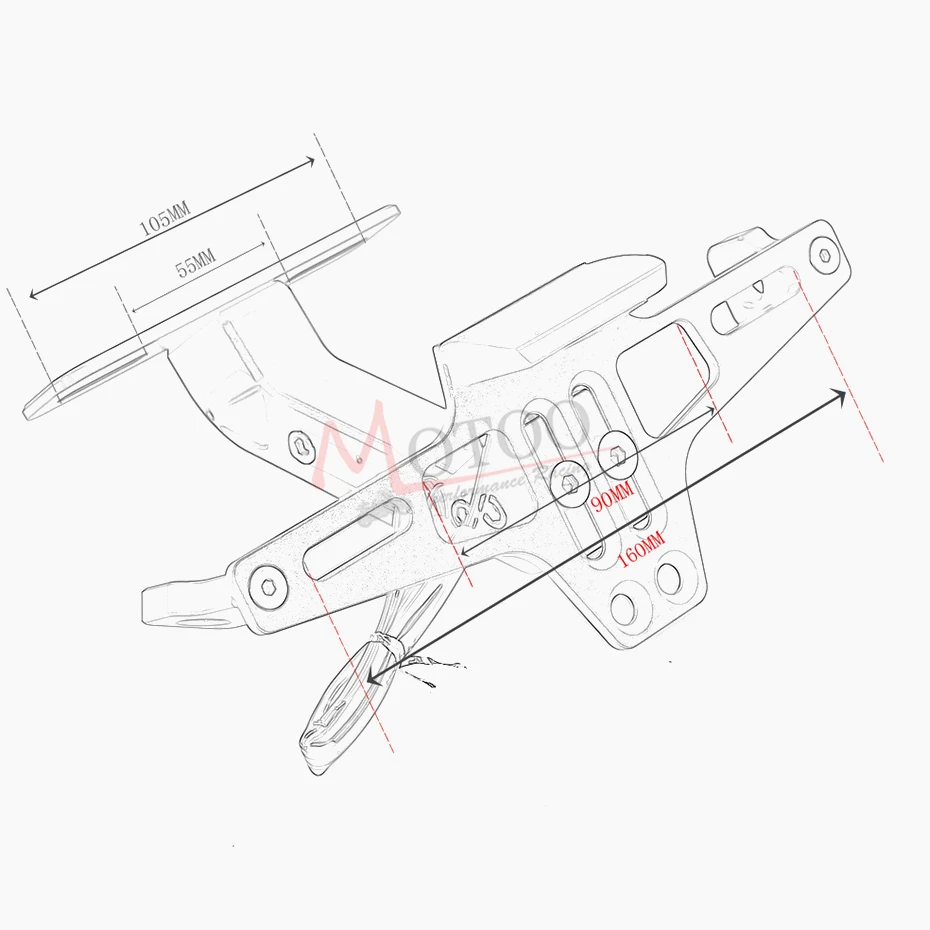 Универсальный алюминиевый мотоциклетный регулируемый угол Номерного Знака