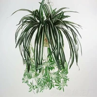 cachepot for flower artificial silk fake chlorophytum orchid spider plants grass homegarden balcony decorations