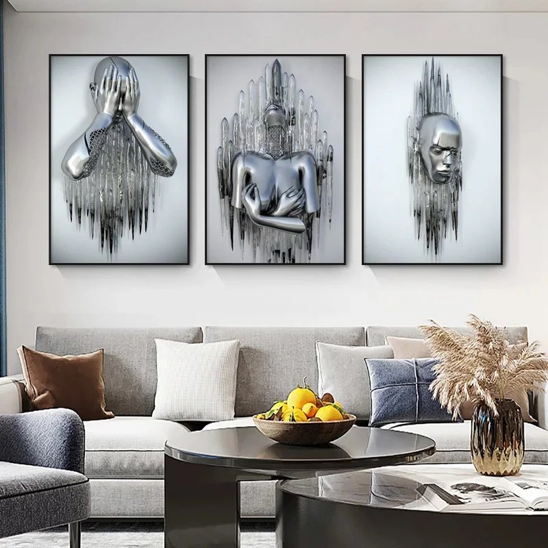 

Metal figure home art statue romantic abstract canvas painting poster print wall painting modern interior decoration frameless