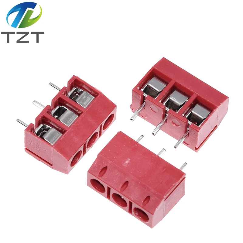 10PCS KF301- 3P screw 5.0mm terminal block 3 Pin Spliceable pcb Connector Black Red And Blue | Электронные компоненты и