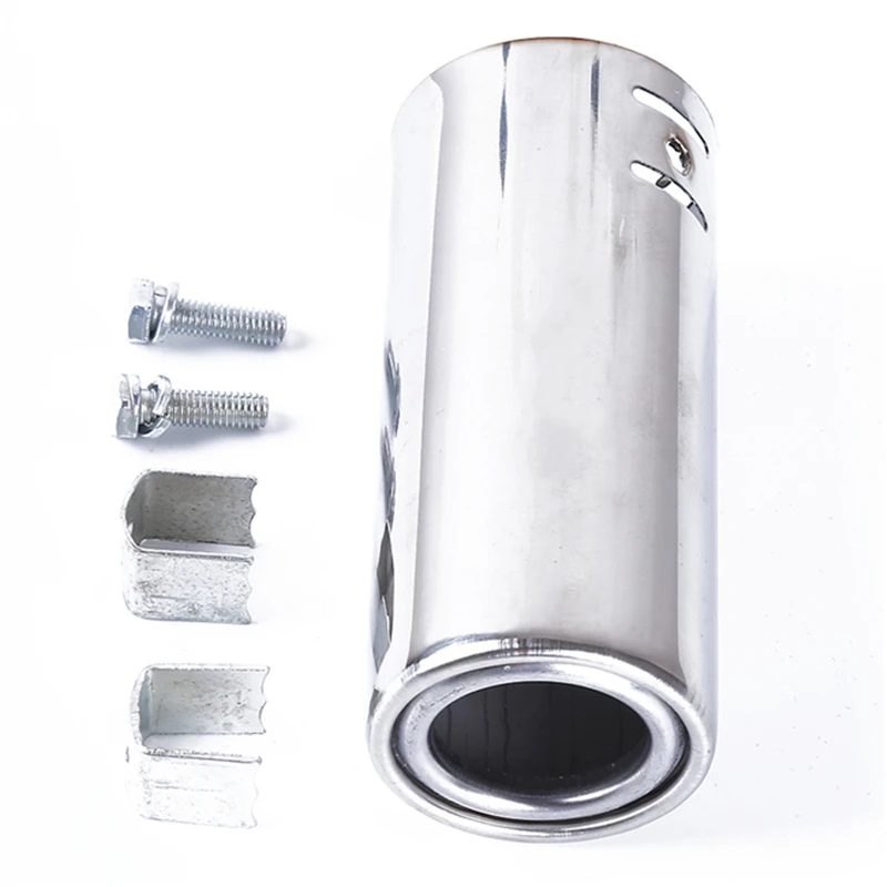 

Universal Stainless Steel Round Car Rear Round Exhaust Pipe Tail Throat Muffler Tip Silver Replacement Car Accessories