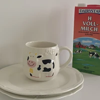cute cow ceramic mug creative cartoon design coffee breakfast cereal milk embossed large cup body office household ceramic mugs