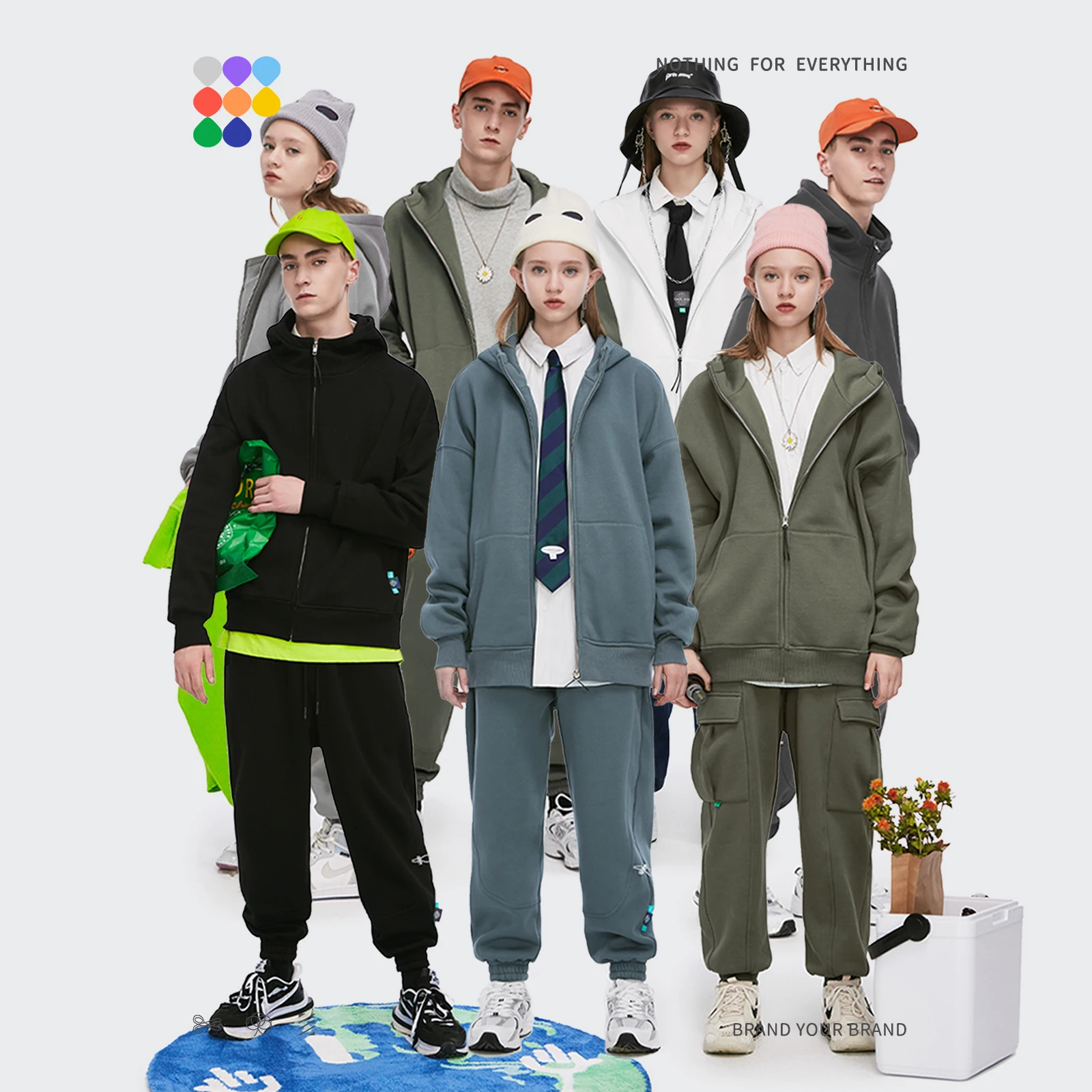 Мужские толстовки на молнии Alt Basics однотонные с капюшоном для пар зима 2021 теплая