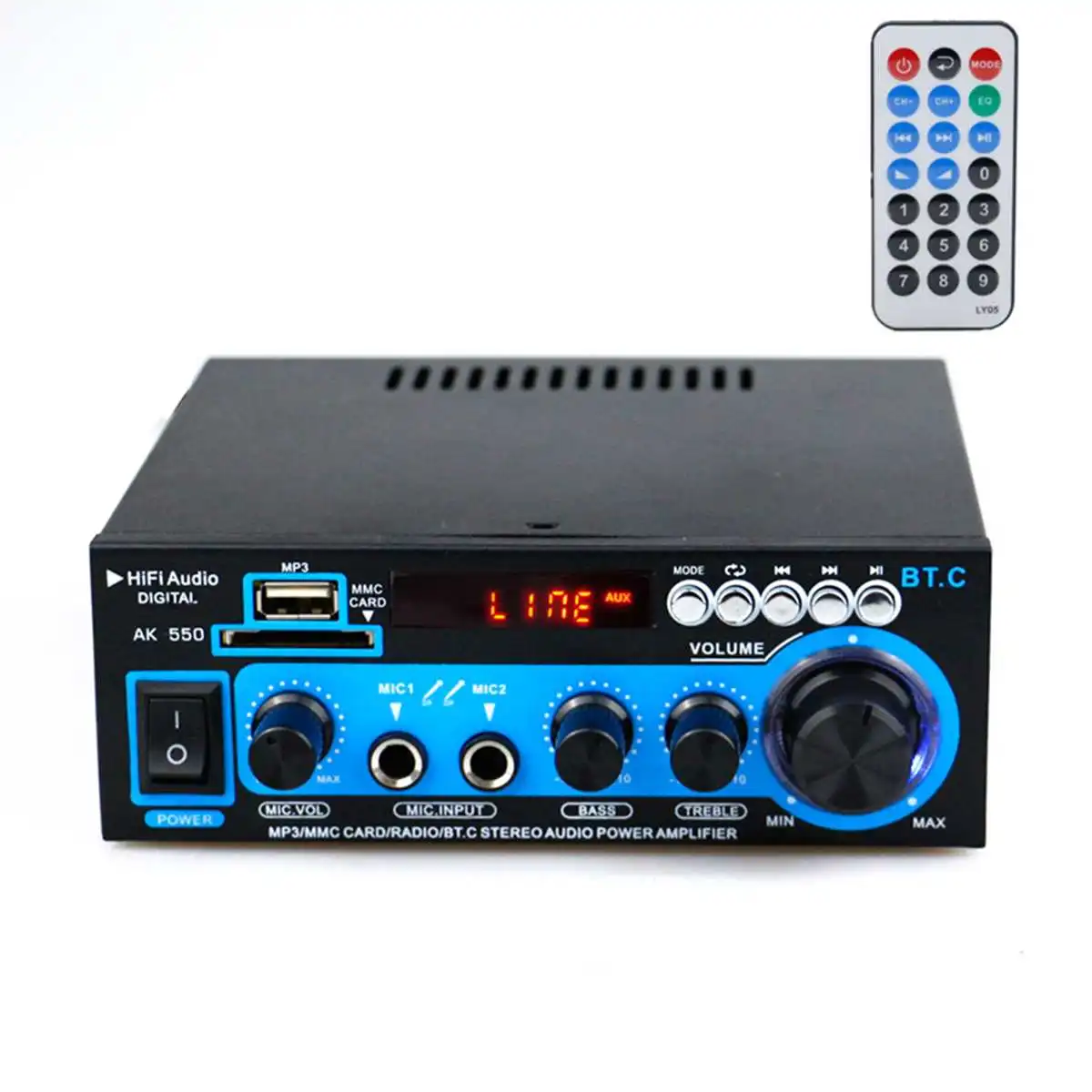 

800W Mini HIFI Car Audio Stereo Power Amplifier bluetooth FM Radio 2CH LED Diaplay Support FM AUX SD U disk For Home Car