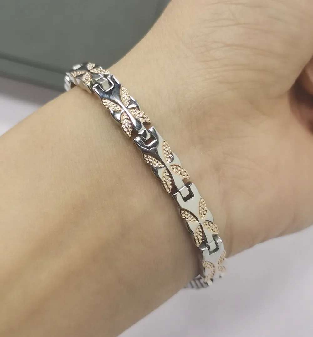 Новый браслет из нержавеющей стали для женщин и мужчин магнитный с зернистой