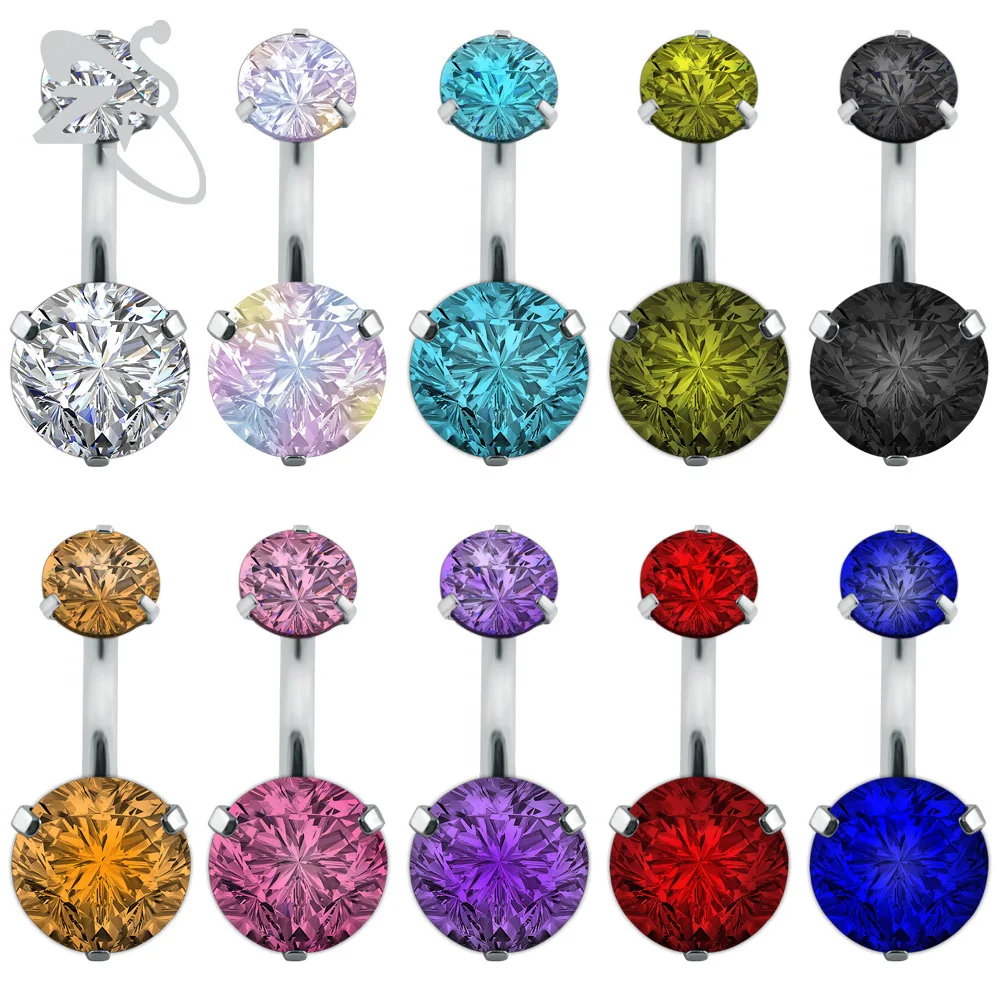 Серебряное кольцо из нержавеющей стали с двойным цирконием шестизубчатая кнопка