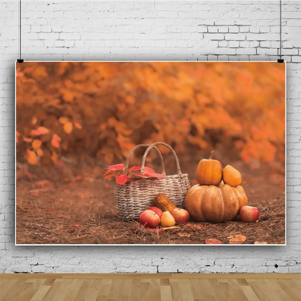 Осенний лес Тыква Корзина детский портрет Виниловый фон для фотосъемки