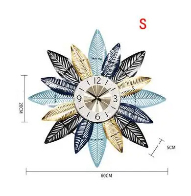 style5--S Nordic Творческий металлические настенные часы настенные подвесные украшения ремесла домашнего гостиная 3D стены Стикеры немой настенные росписи - Цвет: style5--S