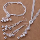 Очаровательные браслеты из стерлингового серебра 925 пробы, ожерелье, серьги, набор украшений для женщин, модный подарок для вечеринки, для девочек, учеников, кисточки, Висячие бусины