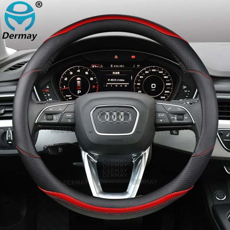 Carbon Fibre PU Leather Car Steering Wheel Cover for Audi A1 A2 A3 A4 A5 A6 Q2 Q3 Q5 Q7 S1 S3 S5 R8 TT Auto Accessories