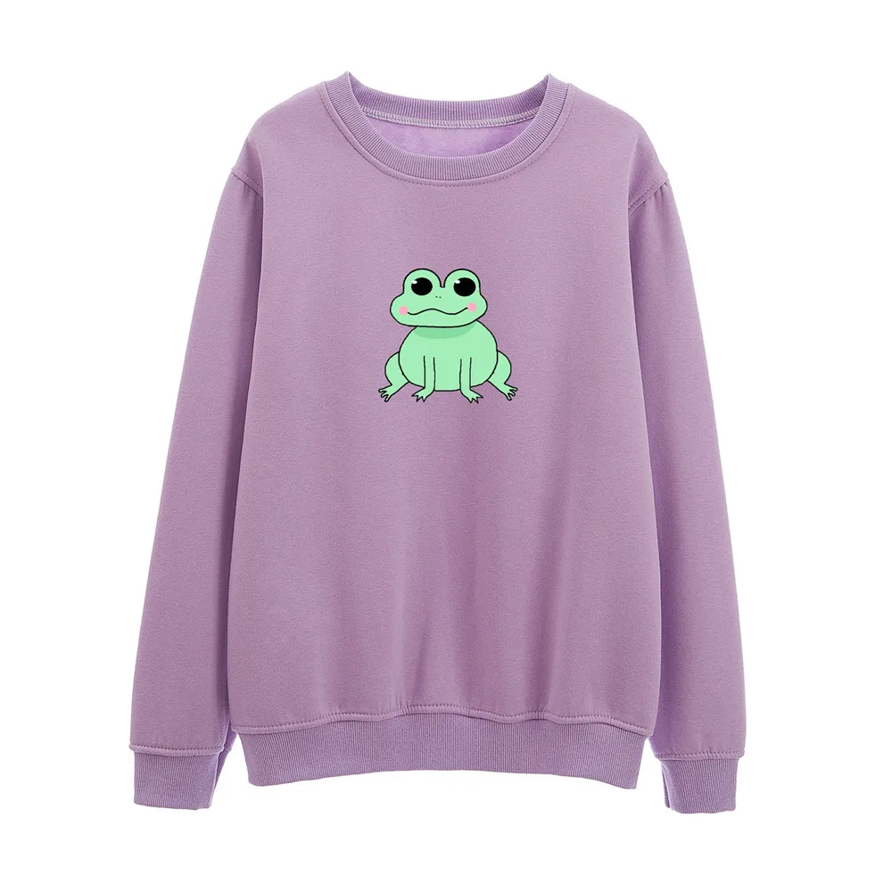Aesthetic Soft Girl Crewneck Sweatshirt Women Hoodies Purple Autumn Rounded Neck Women Vintage Winter Sweetshirt Loose Hoodie