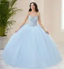 Светильник-голубое милое платье с кристаллами 15 для платья Quinceanera 2021 выходное бальное платье на шнуровке платья 15 лет