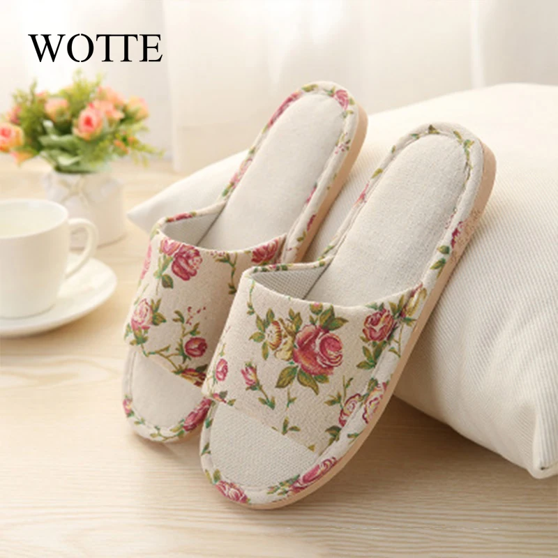 

Шлепанцы женские в японском стиле, хлопковые, с цветами, домашние тапочки, сланцы для душа, сланцы для дома, весна-осень