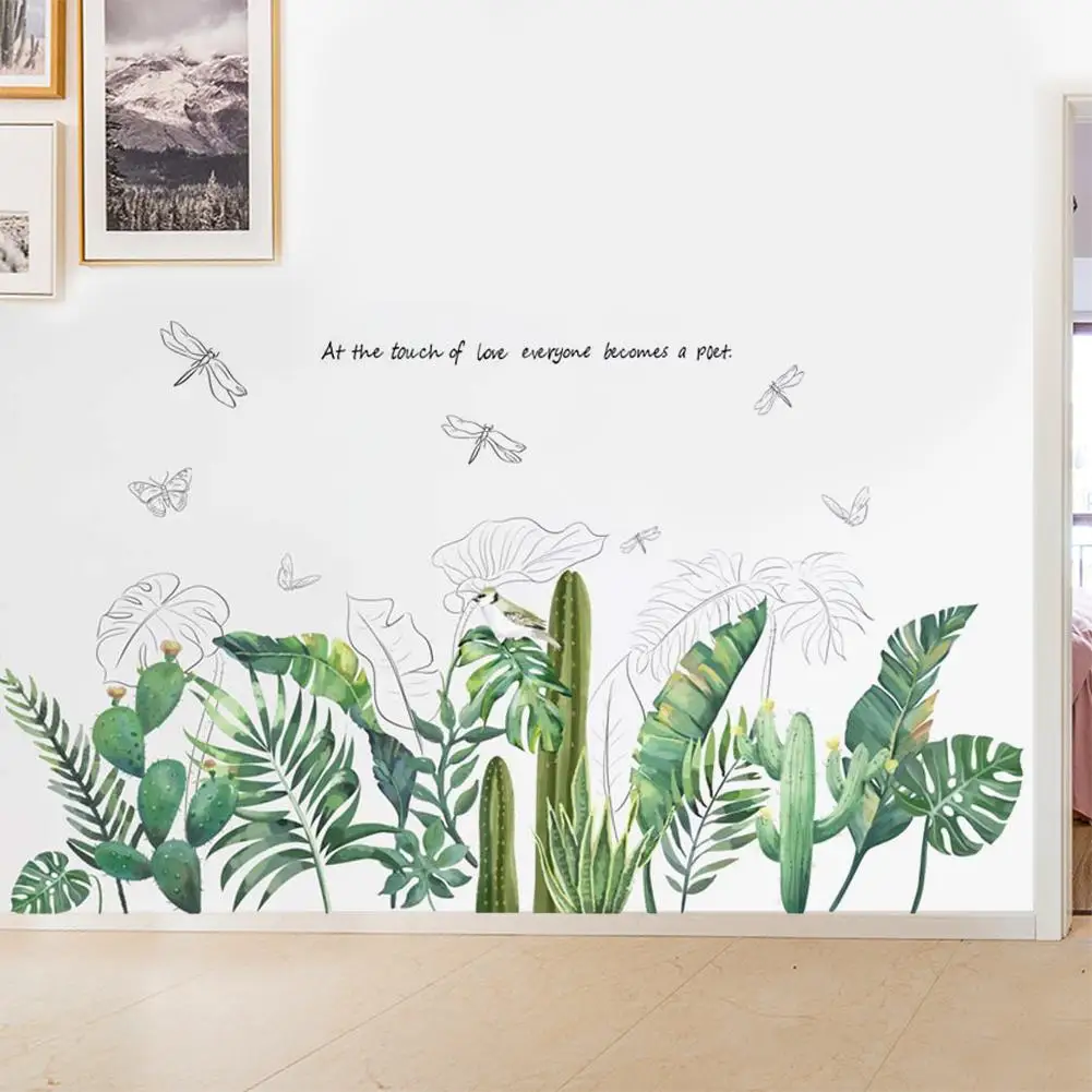 Художественная Настенная Наклейка с листьями аппликация пальмовое дерево