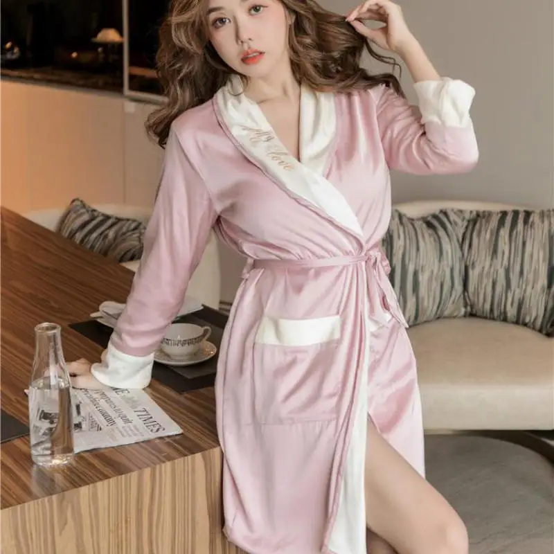 

Autumn New Kimono Robe Couple Sleepwear Bathrobe Gown Intimate Lingerie Warm Casual Long Sleeve Nightwear Home Clothing