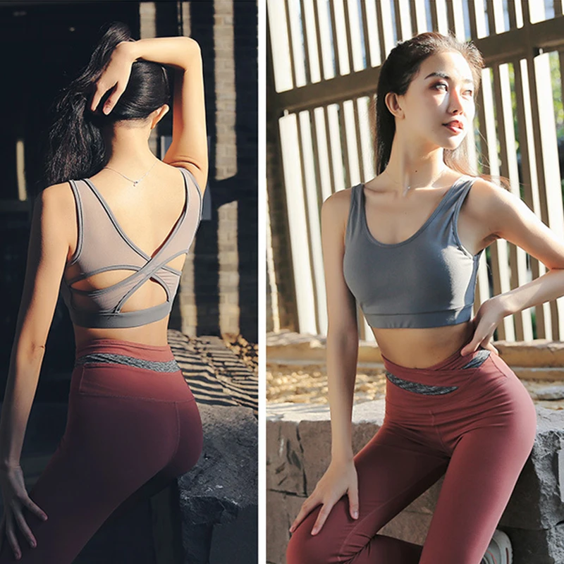 Брюки для йоги с высокой талией леггинсы фитнеса топ пуш ап комплект одежды из 2