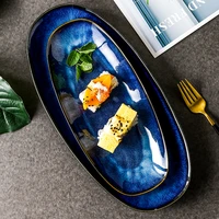prato japon%c3%aas esmaltado azul longo prato para sushi prato criativo ceramic plate serving platter diner plate