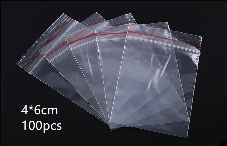 5 wire red edge 100 шт Высокое качество Пластиковые молнии замок Ziplock Сумки прозрачная упаковка для хранения продуктов маленькие ювелирные изделия Упаковка Reclosable поли молнии мешок толстый - Цвет: 5 wire red edge