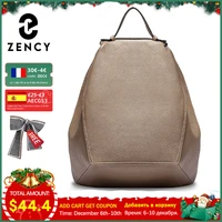 zency large capacity women backpack 100 genuine leather female travel bag schoolbag for girls fashion knapsack irregular khaki