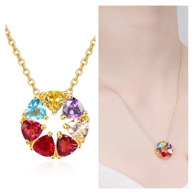 Яркий Цвет Хрустальное Сердце Клевер Кулон девушки колье ожерелья для женщин