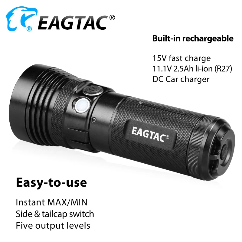 Verkaufen EAGTAC MX3T LED Taschenlampe Leistungsstarke Super-Helle-Taschenlampe XHP 70,2 4850 Lumen Wiederaufladbare Fotografie 3*18650 Batterie