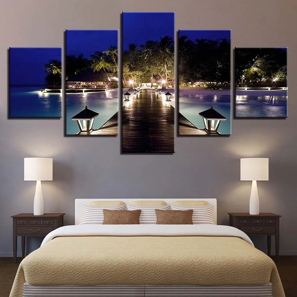 

HD Prints Home Decor Canvas Painting 5 Pieces Landscape Wall Art Modular Pictures For Bedside Background Artwork Creative Poster