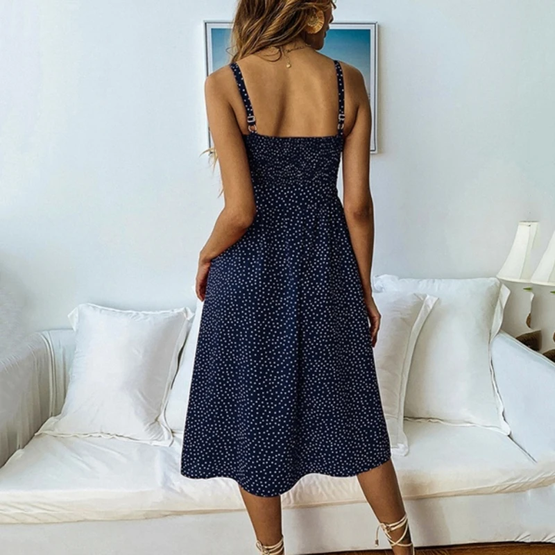 Женская летняя блузка 2020 сексуальная на бретельках в богемном стиле горошек с