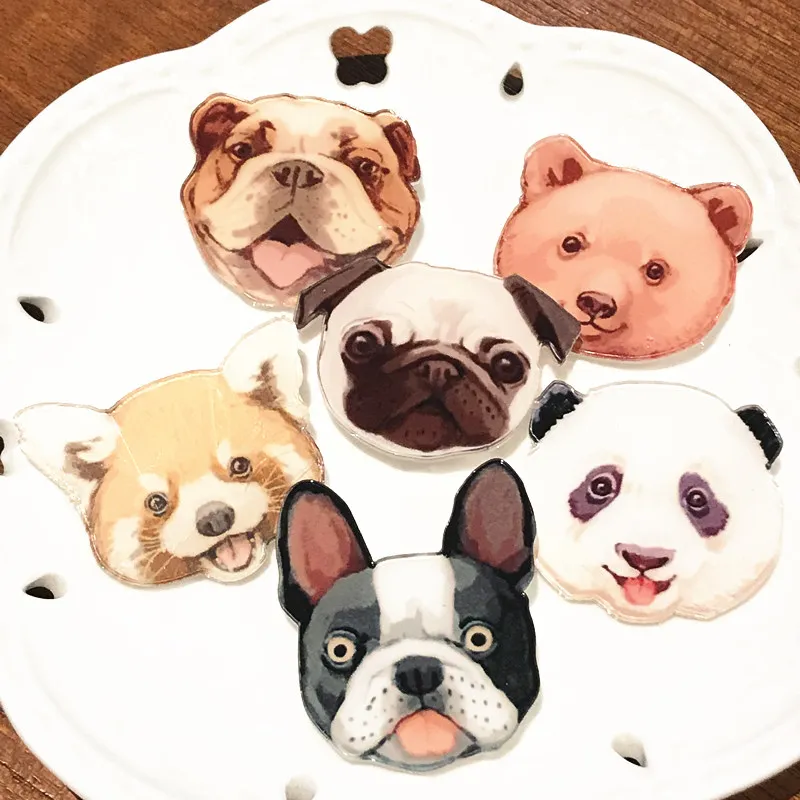 6 шт. Мультяшные животные кошка свинья собака 3D принт акриловые значки для