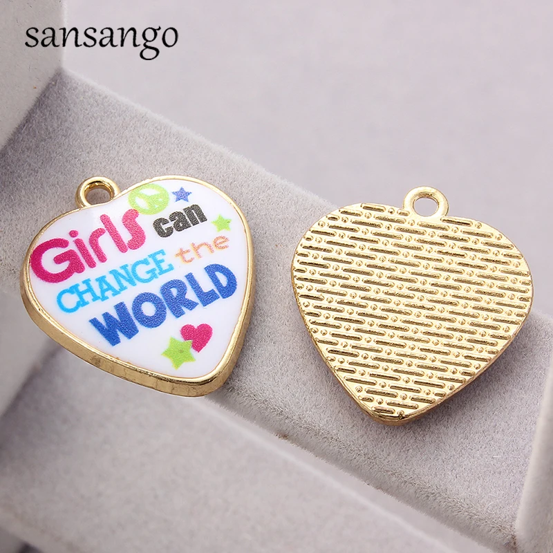Золотой цвет сердце буквы подвески для браслета Ожерелье Эмаль Шарм браслет