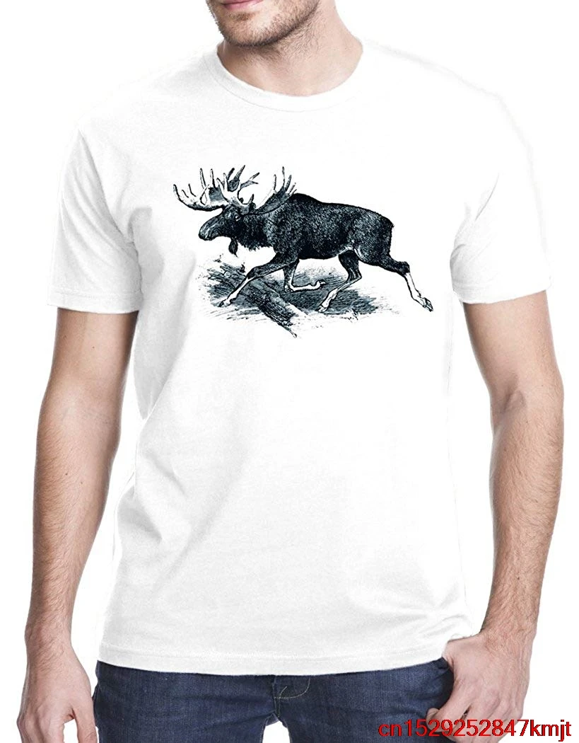 Винтажная Moose Беговая футболка с рисунком Унисекс Мужская женская