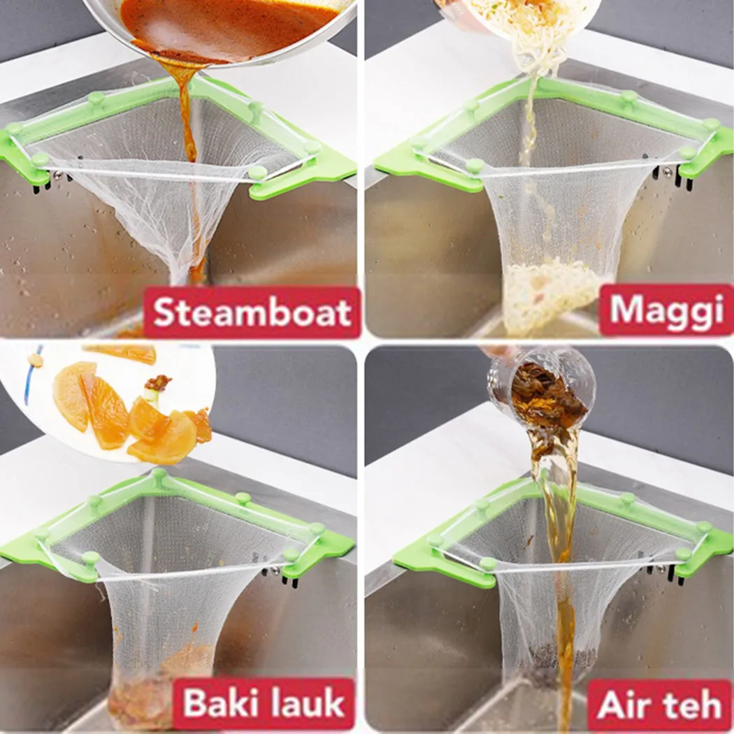 

Anti-blocking Funnel Multifunctional Triangle Drainage Rack Kitchen Sink Leftovers Filter Hanging Net Drain Basket Kitchen