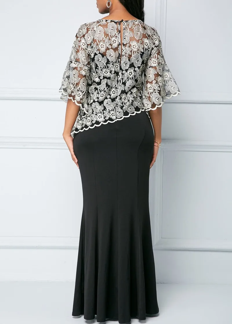 Сезон весна осень В африканском стиле Платья макси для женщин 2020 черный модный